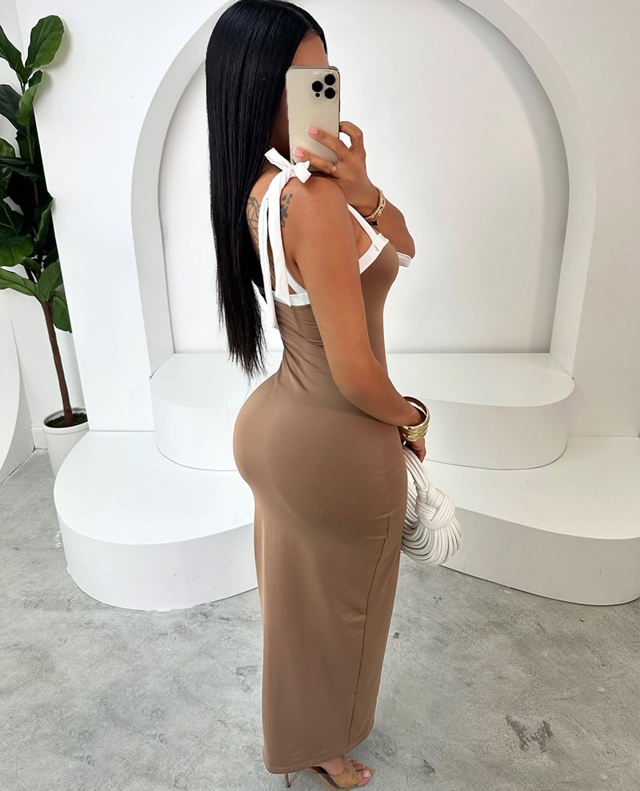 80063 Vestido outono inverno com nó frontaljusto elegante