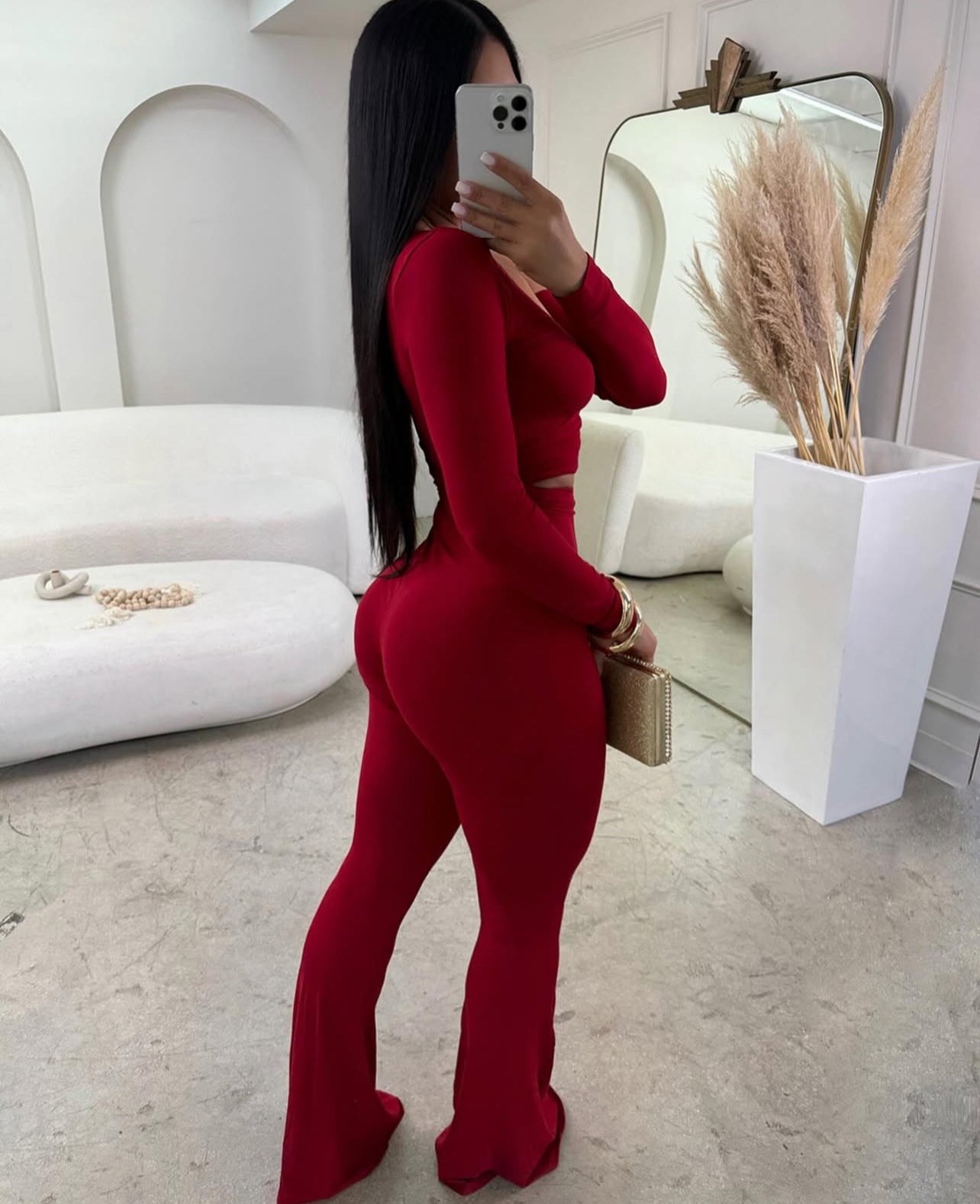 CJ1115# conjunto 2 peças com top versátil calça boca de sono justo