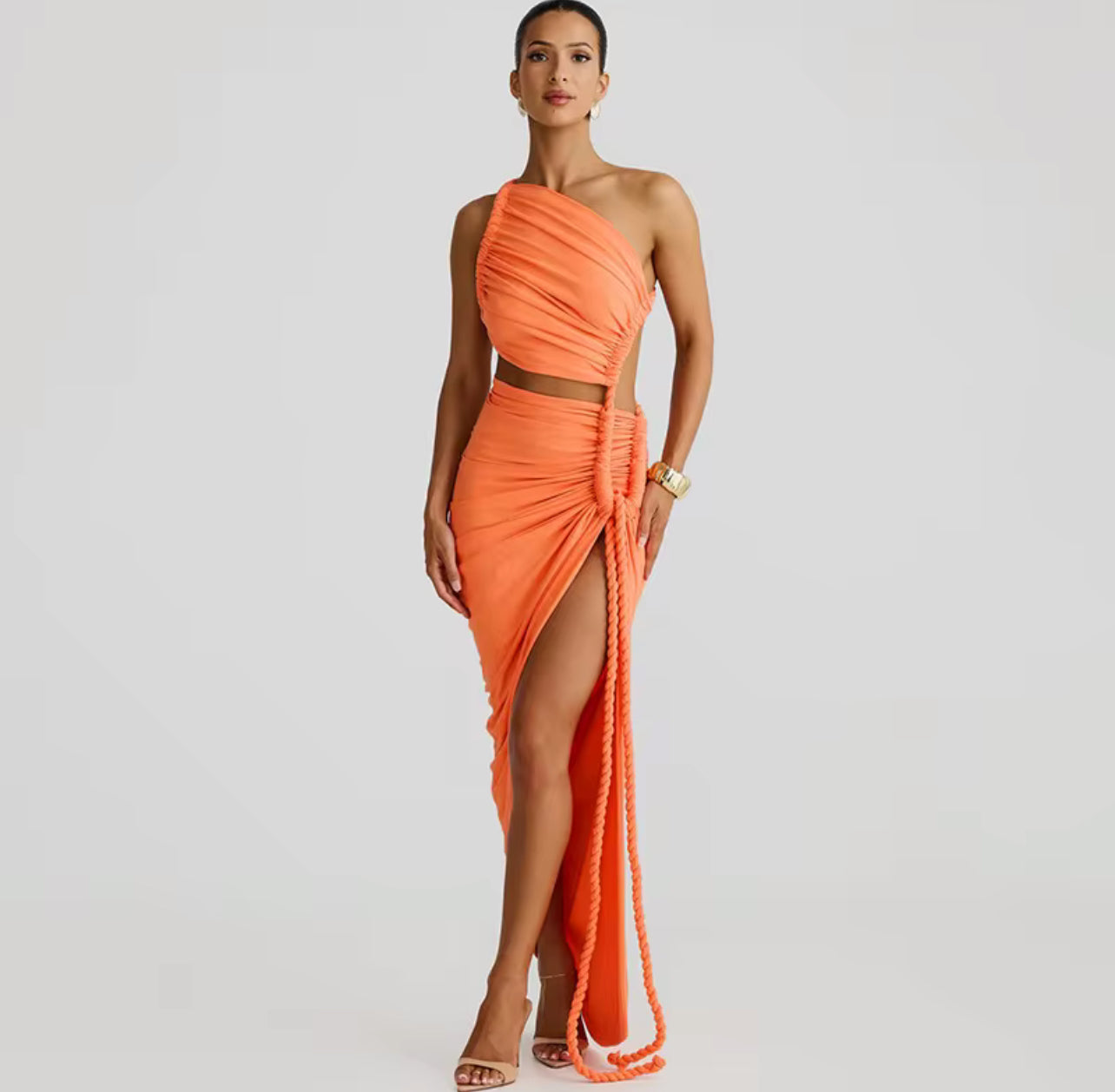 70018# vestido plissado irregular