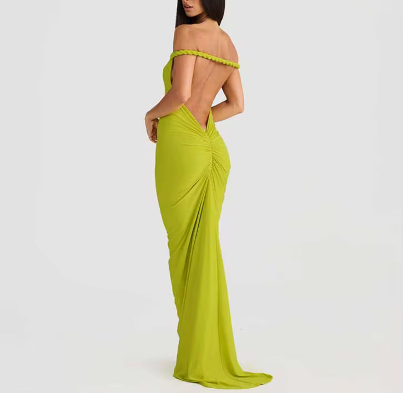 VL80031 Vestido longo Costa aberta com alça torcida