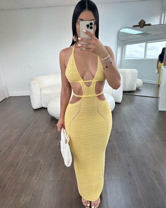 2024# Strapless V-Neck Mesh Dress