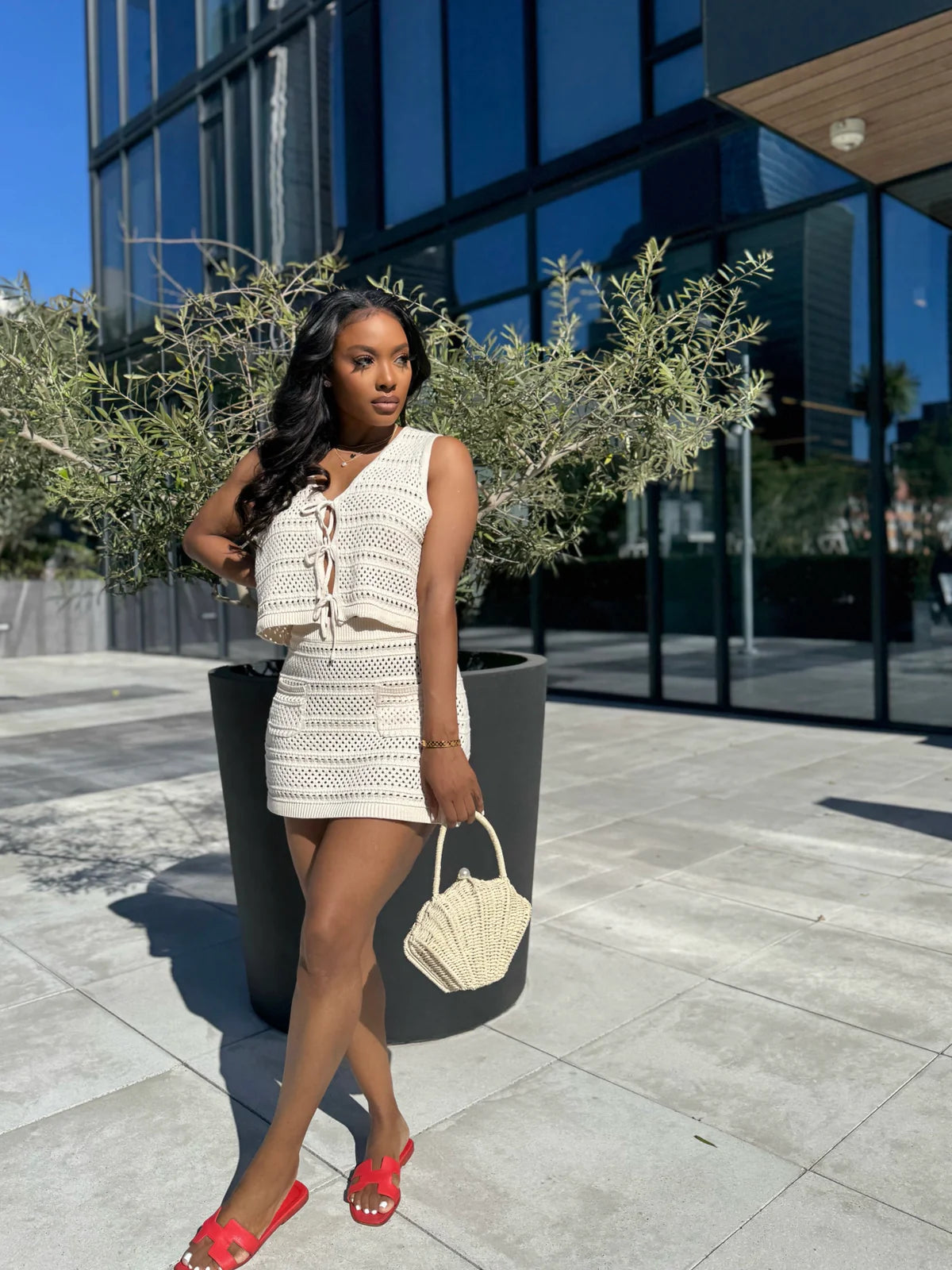 #7091 conjunto duas peças em malha Knitt