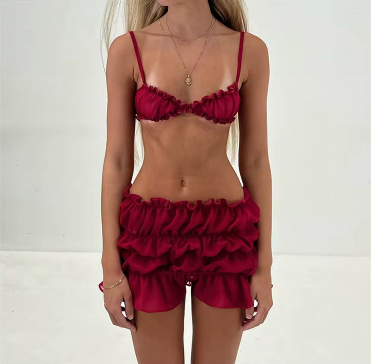 V1023# conjunto 2 peças verão praia saia + top