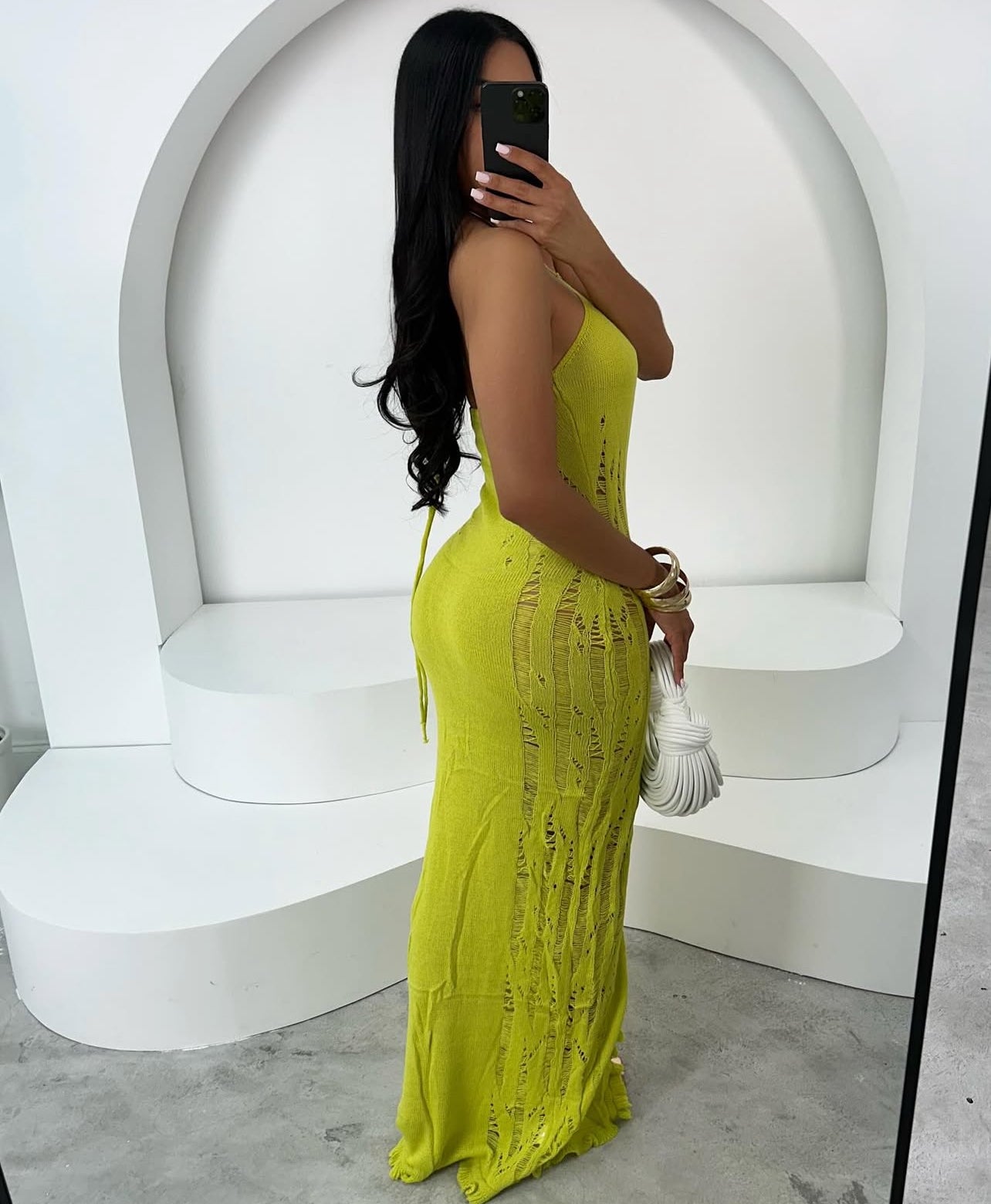 V10004# vestido sem manga V profundo