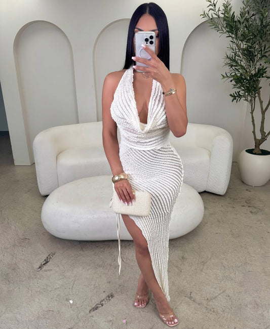 MD80033 Vestido casual alta fenda