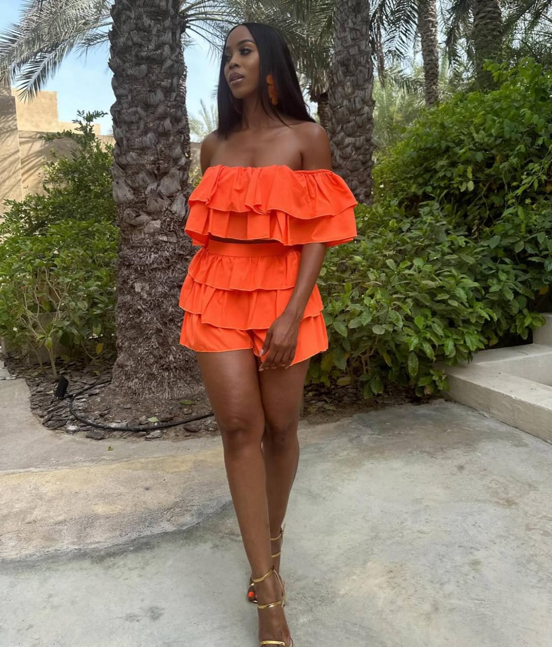 CJ80013#Conjunto Saia calção com babado duplo