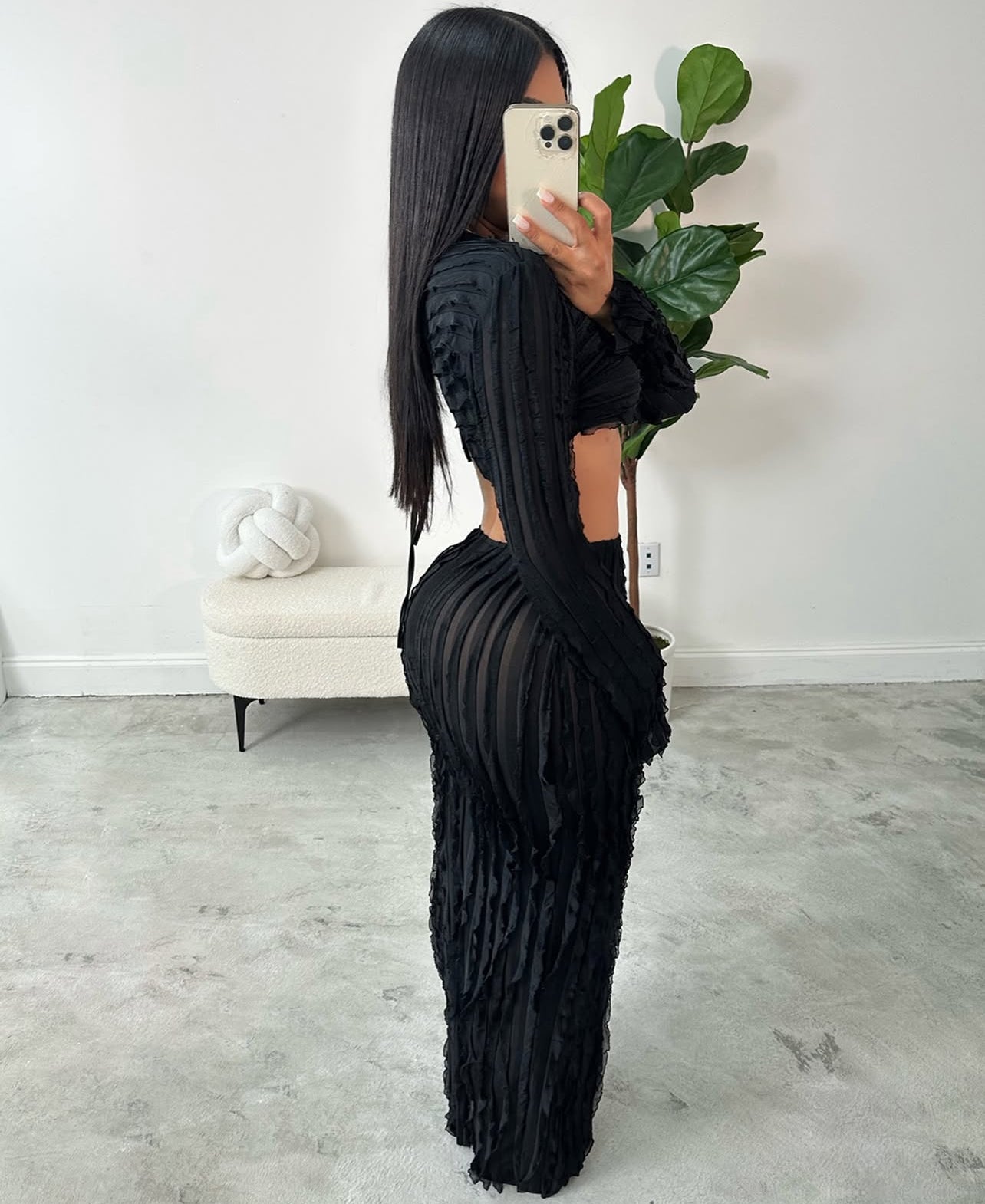 CJ 2007# crop top com gola saia longa plissada