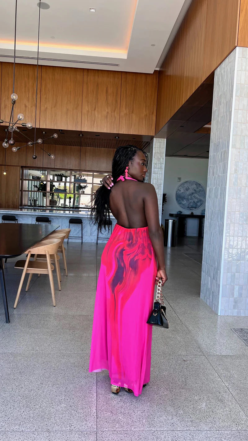 #7021 vestido maxi de tule enrolhado sexy sem costas