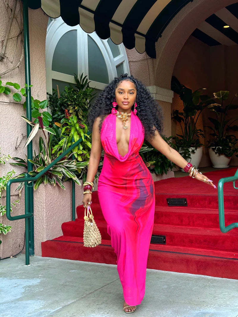 #7021 vestido maxi de tule enrolhado sexy sem costas