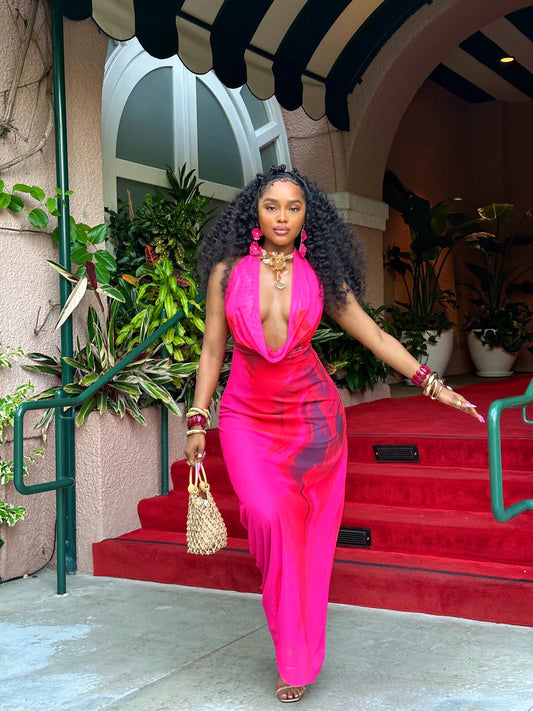 #7021 vestido maxi de tule enrolhado sexy sem costas