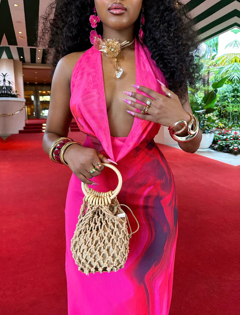 #7021 vestido maxi de tule enrolhado sexy sem costas