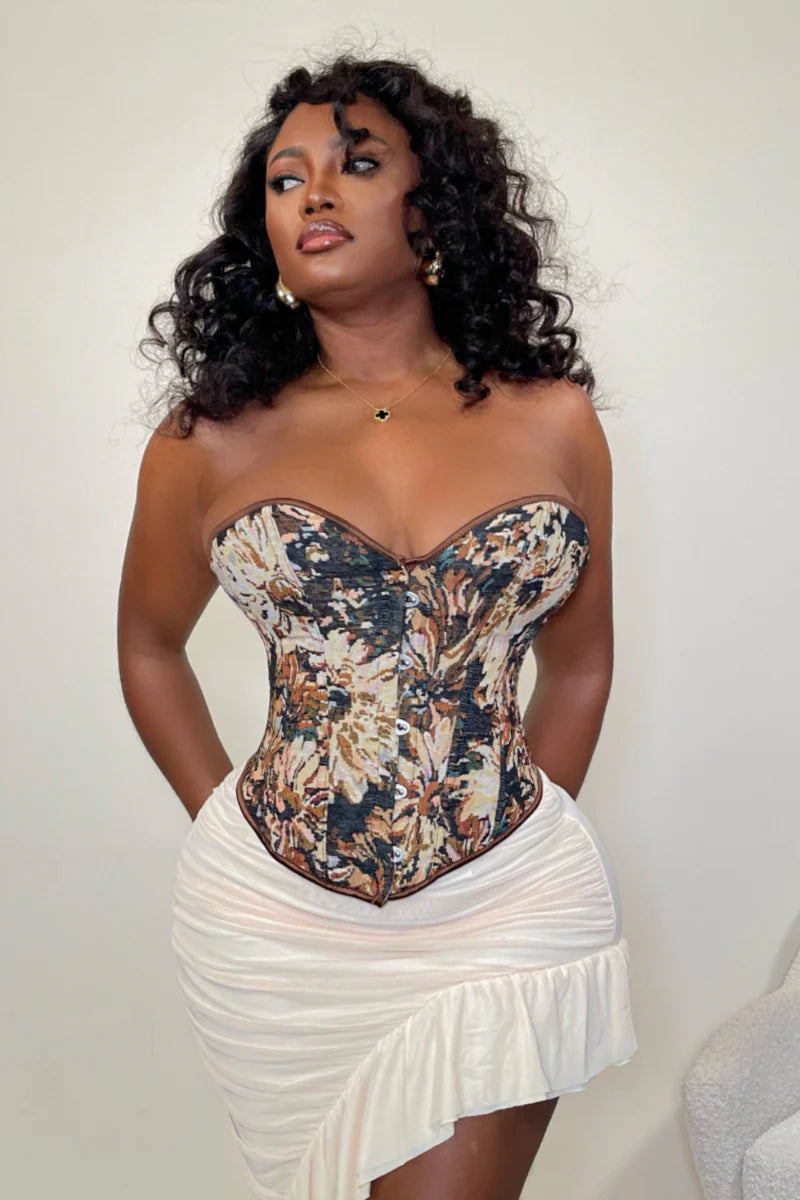 #7066 espartilho floral retro