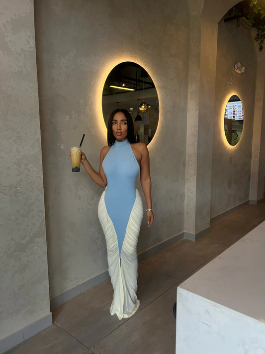 VL80007#Vestido elegante com fraseado justo, bainha estilo rabo de peixe