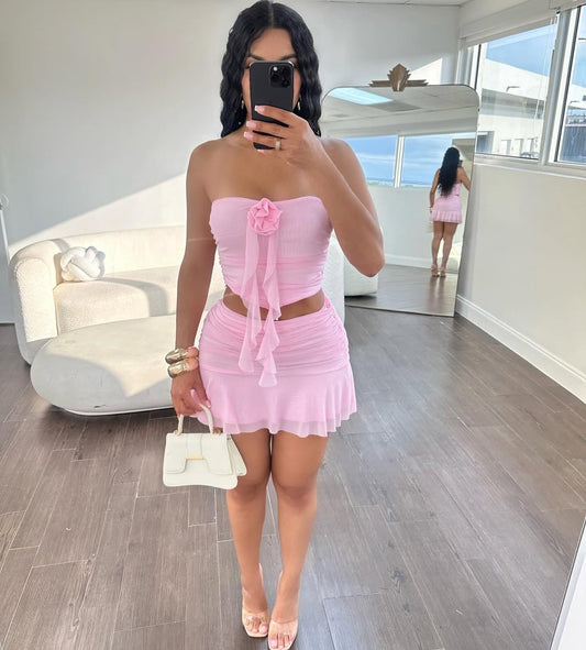 CJ2005# floral top 2 peças