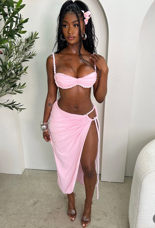 CJ1106# conjunto de verão com saia longa irregular