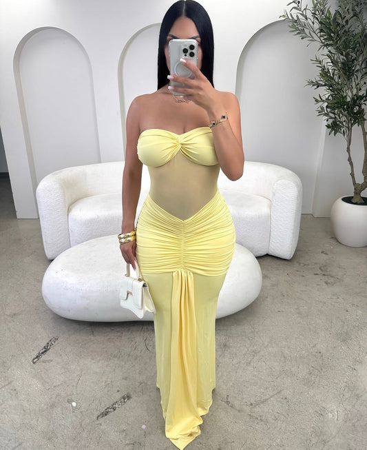 VL80058 Vestido longo com amarração versátil vestido justo sensual