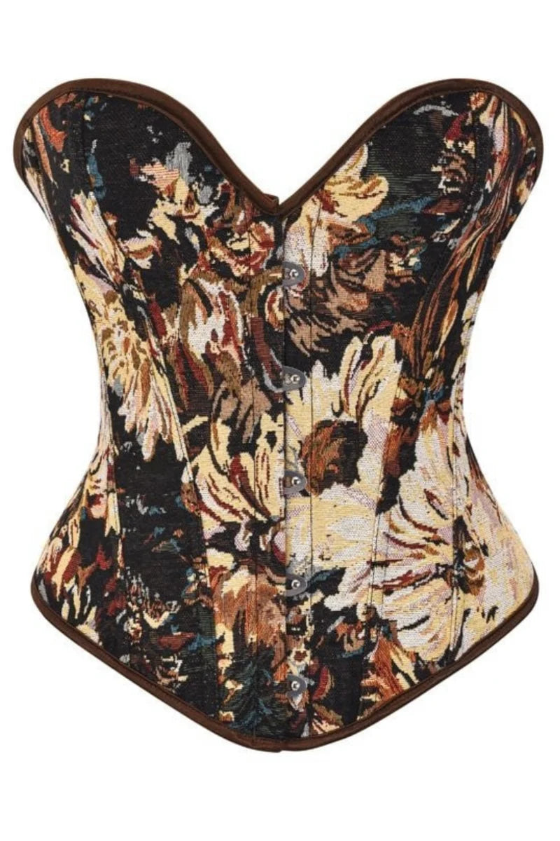 #7066 espartilho floral retro