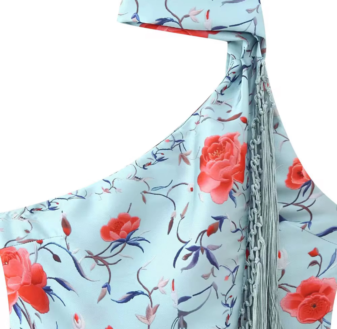 VD80061 Vestido estampado elegante com franja