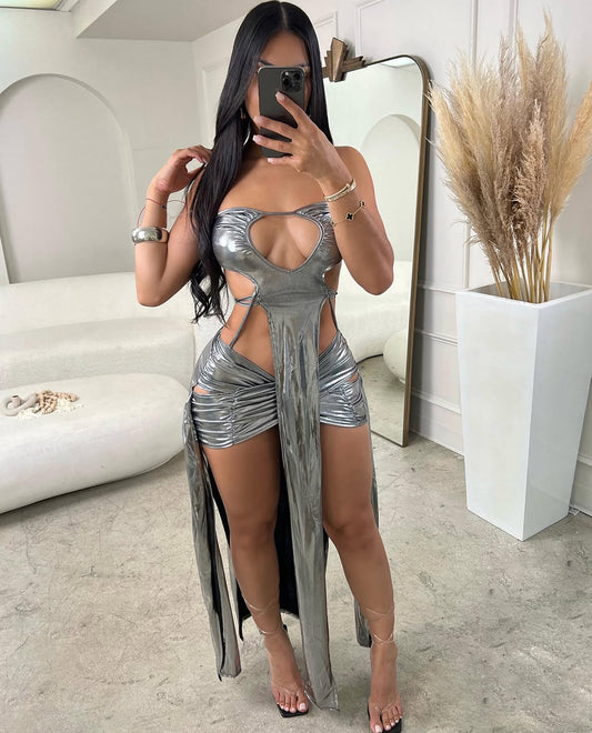 CJ 2003# conjunto  2 peças irregular metalizado