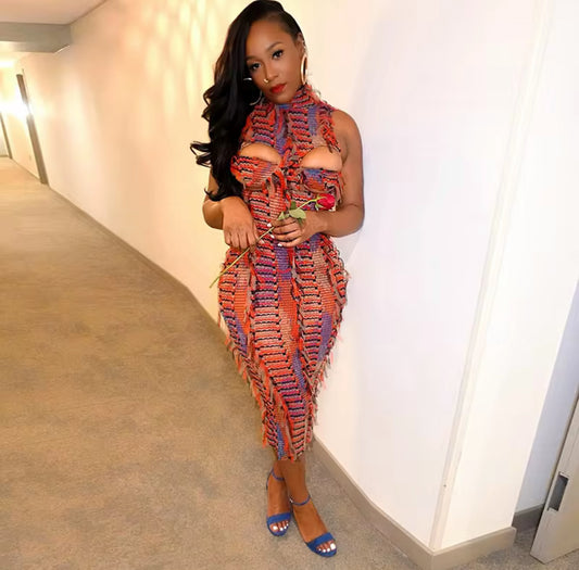 VD80048 Vestido midi sexy justo