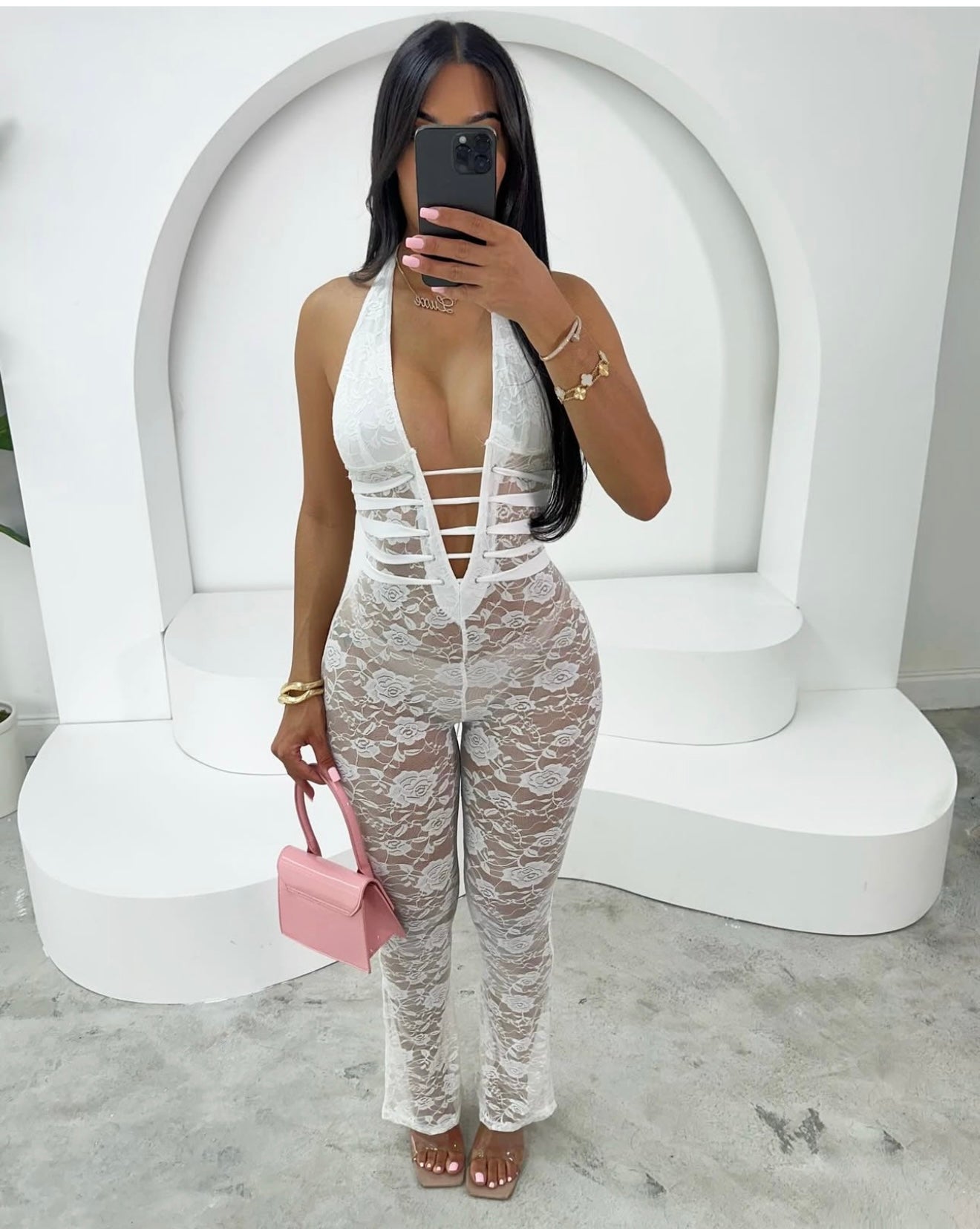 #7084 macacão romper em renda