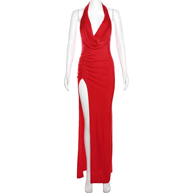 VL10157# vestido longo fenda longo