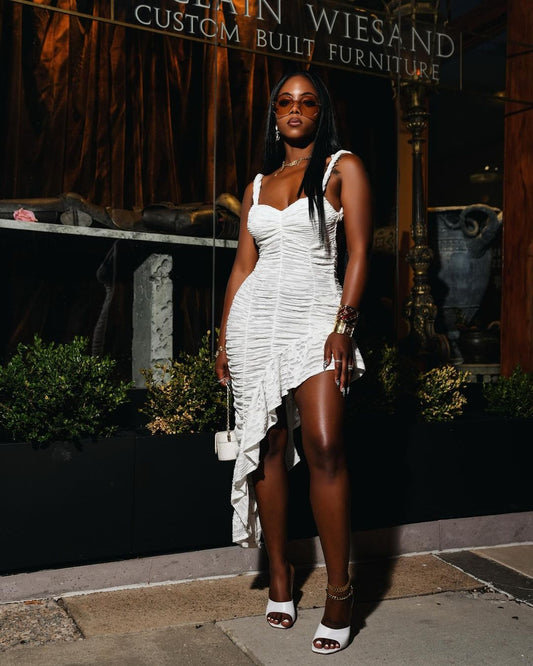 4017# vestido ondulado assimétrico