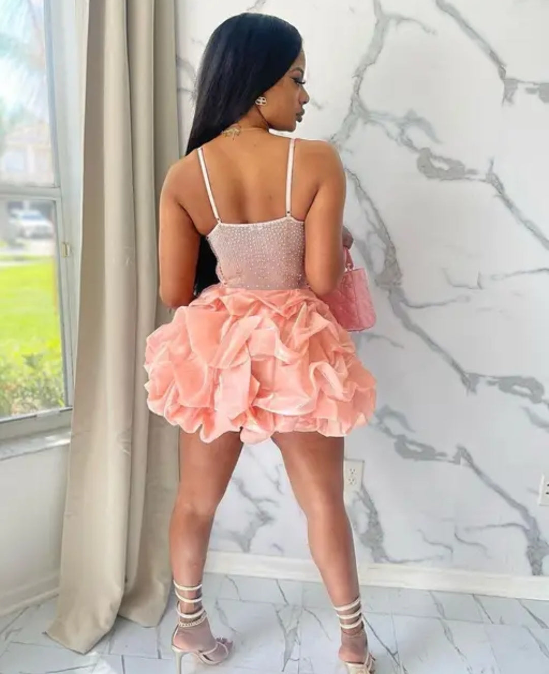 #1615 Rhinestone Mesh Mini Dress with Stones