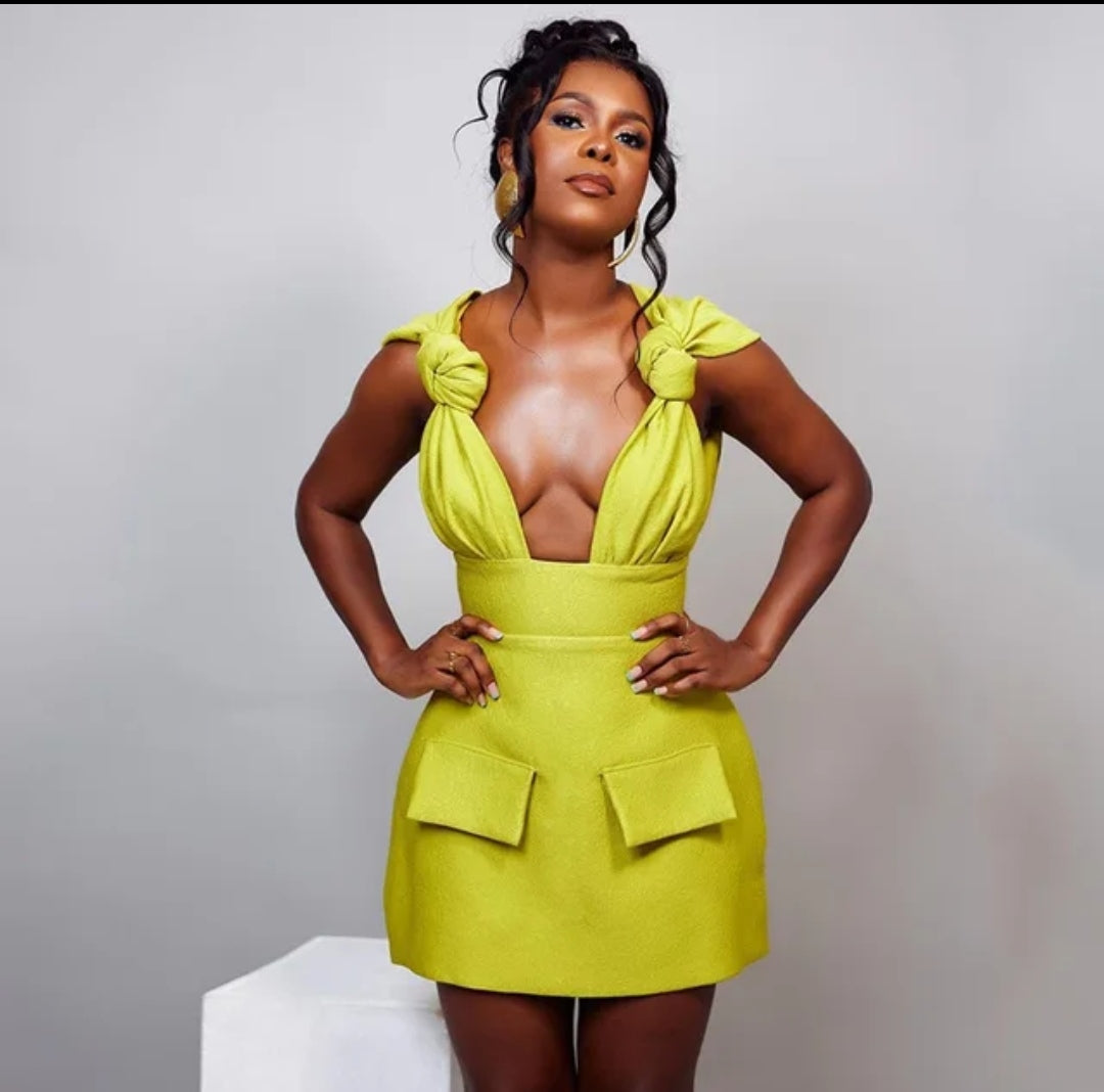 2018# UNEQUAL DRESS WITH SHOULDER TIE, OPEN BACK