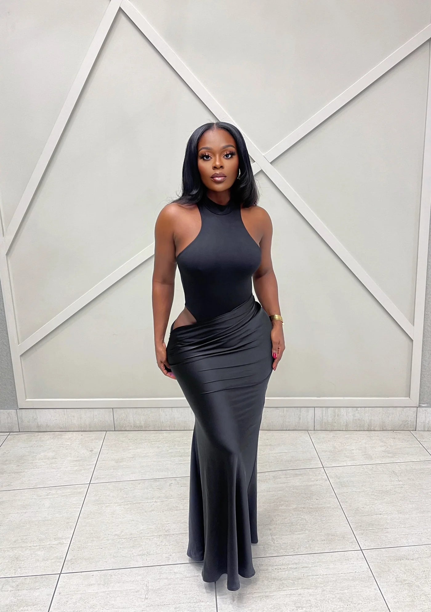 #7027 vestido slim fit inregular