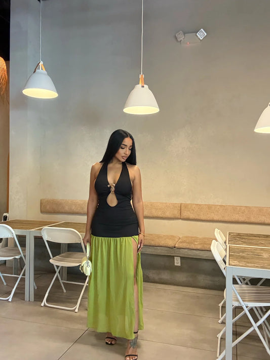 #7028 vestido casual sexy c/fenda lateral