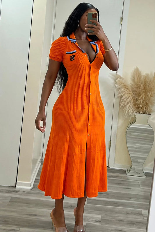 #7037 vestido midi em malha bordado