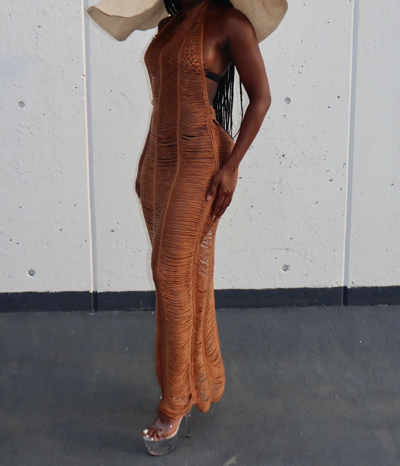 #7041 vestido crochet costas oco