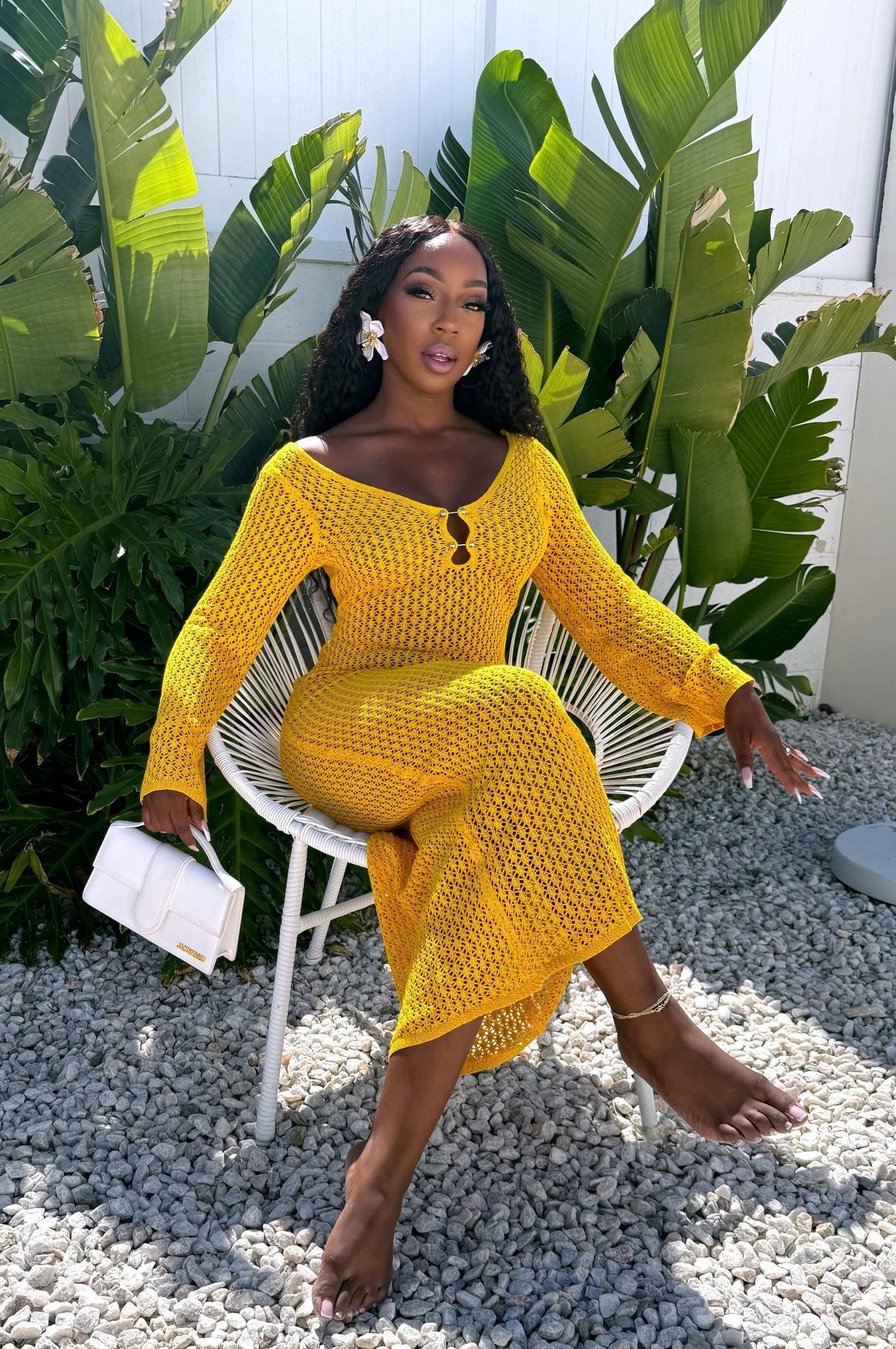 #7044 vestido de praia em malha transparente em v