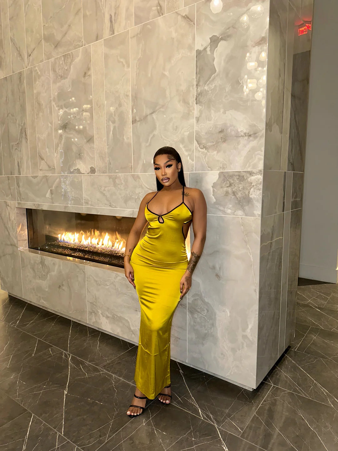 #7047 vestido maxi casual em cetim