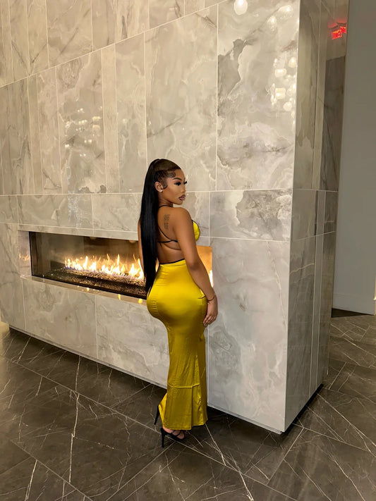 #7047 vestido maxi casual em cetim