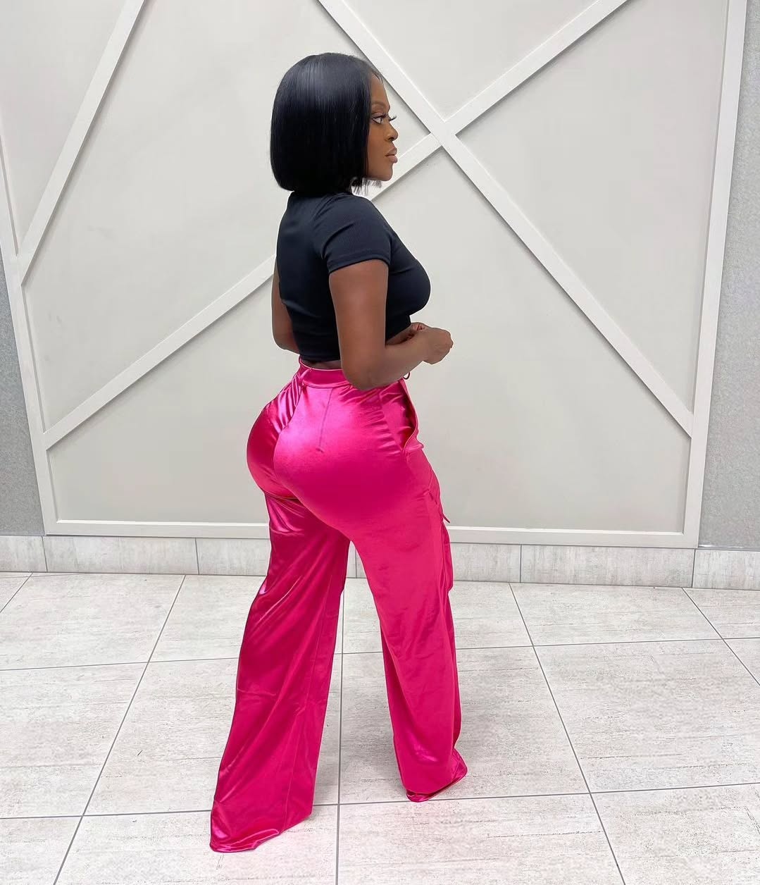 5012# high waist satin pants