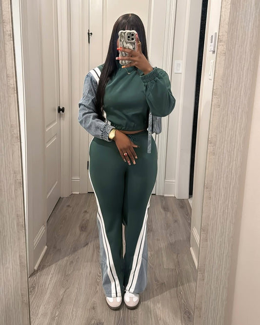 5016# irregular set with denim and cotton