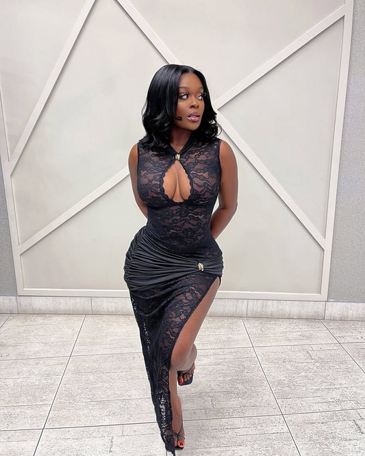 5041# tight lace dress