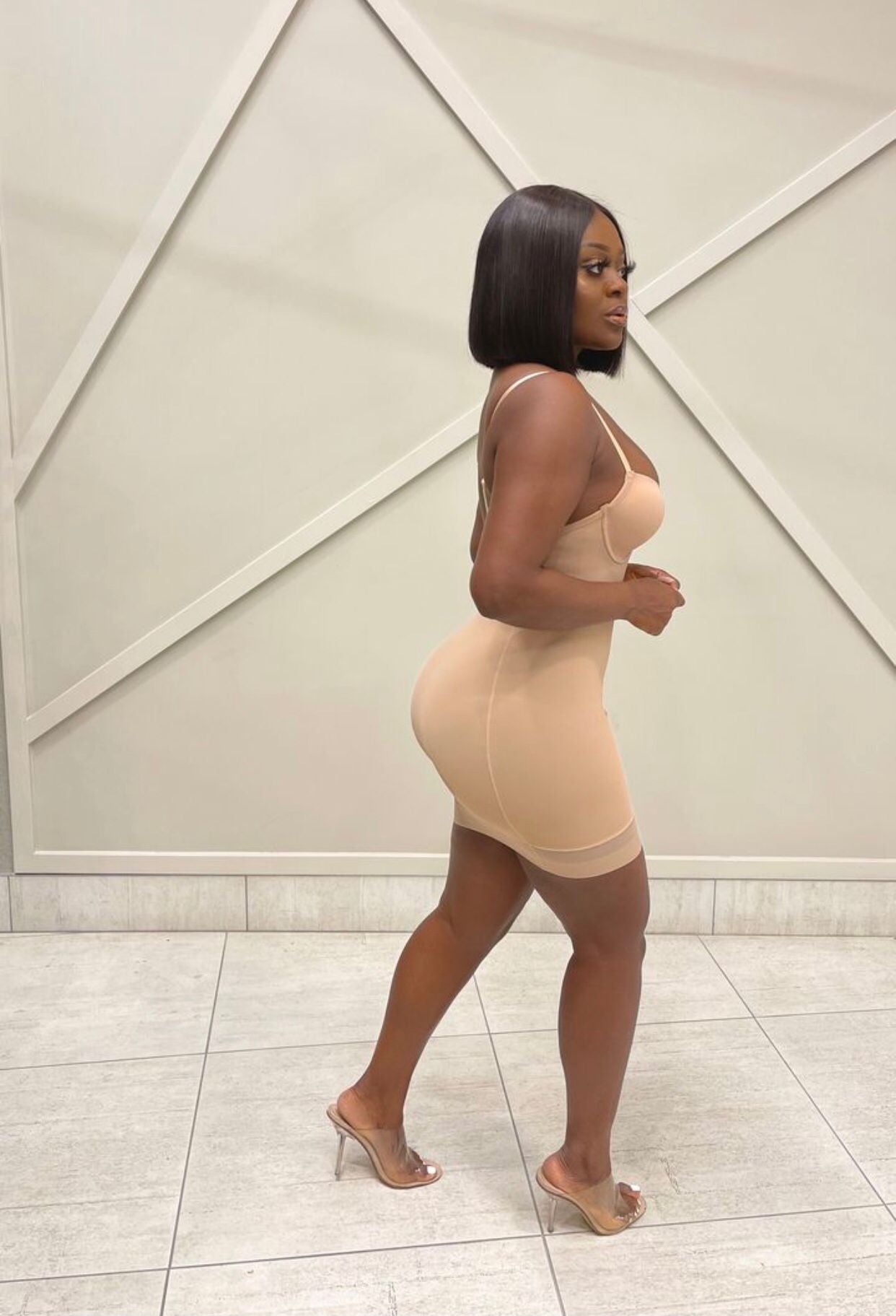 1060# Basic Fitted Full Cup Mini Dress