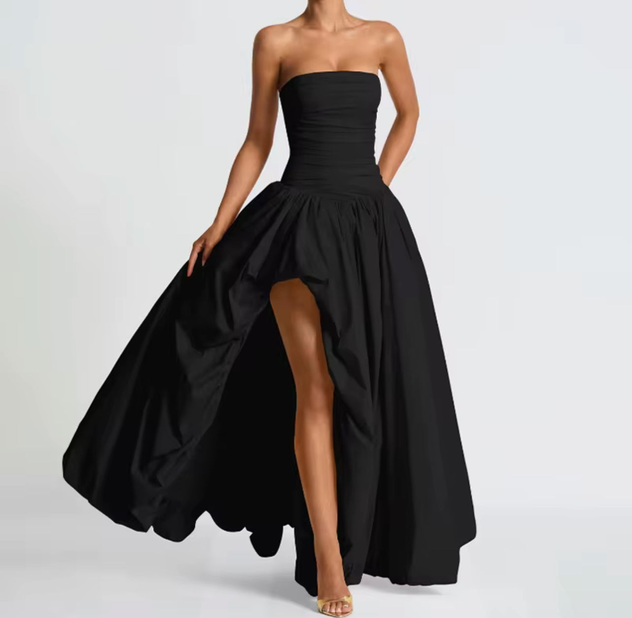 VL80076 Vestido sem alças bufante