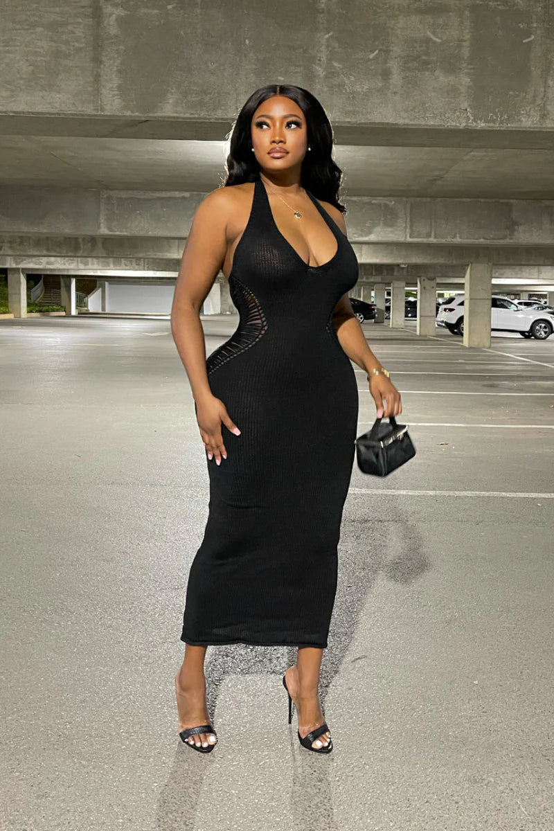 #7065 vestido v neck em malha