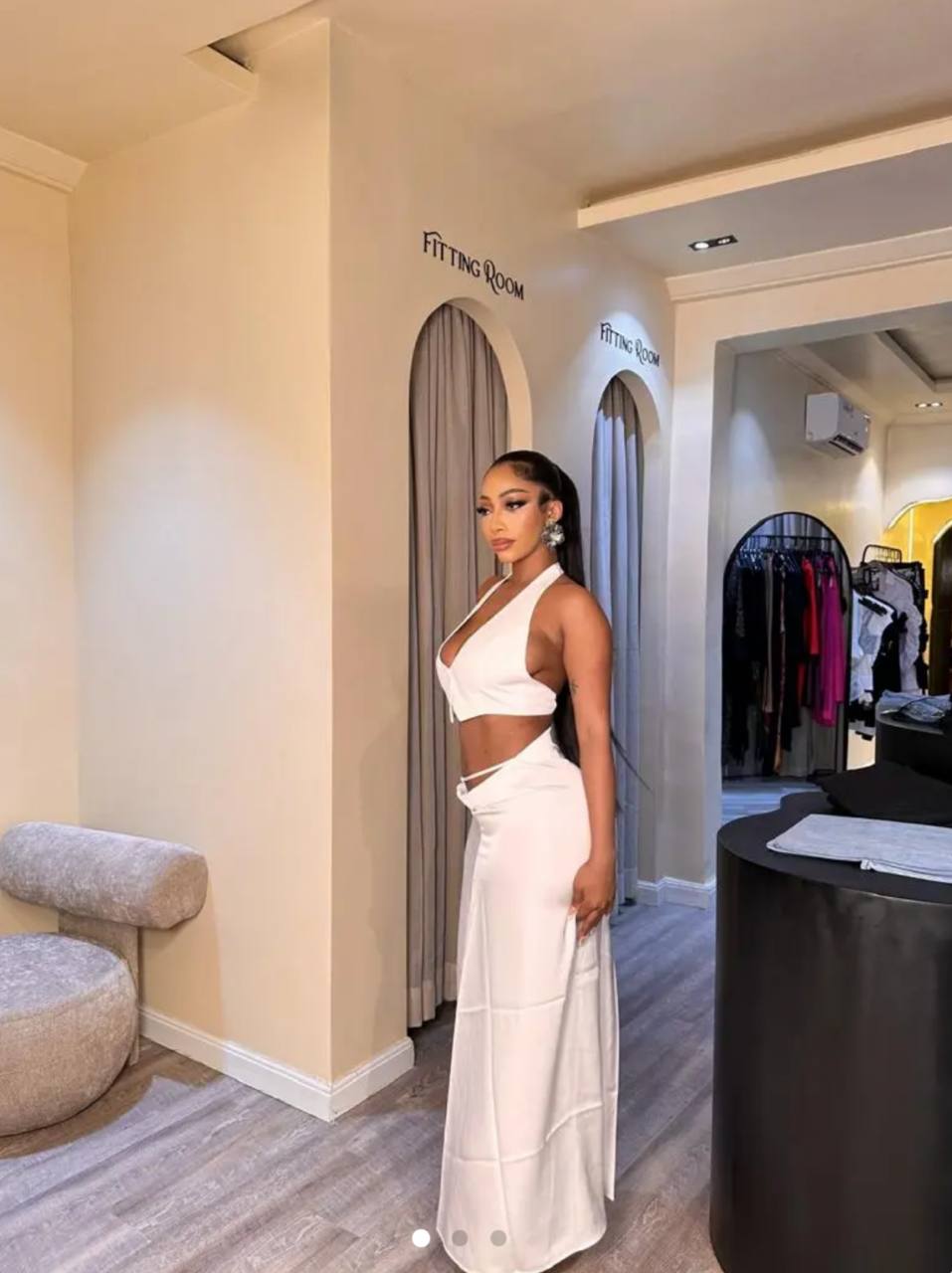 CJ80013# Conjunto com decote em V sem mangas +  saia longa