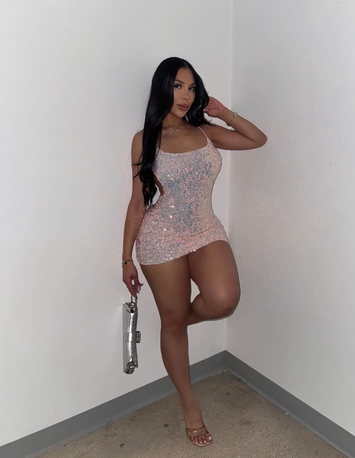 MINI LUXE Vestido com lantejoulas, vestido de festa brilhante e sedutor, justo adequado para encontros, aniversários, festas, coquetéis, banquetes,