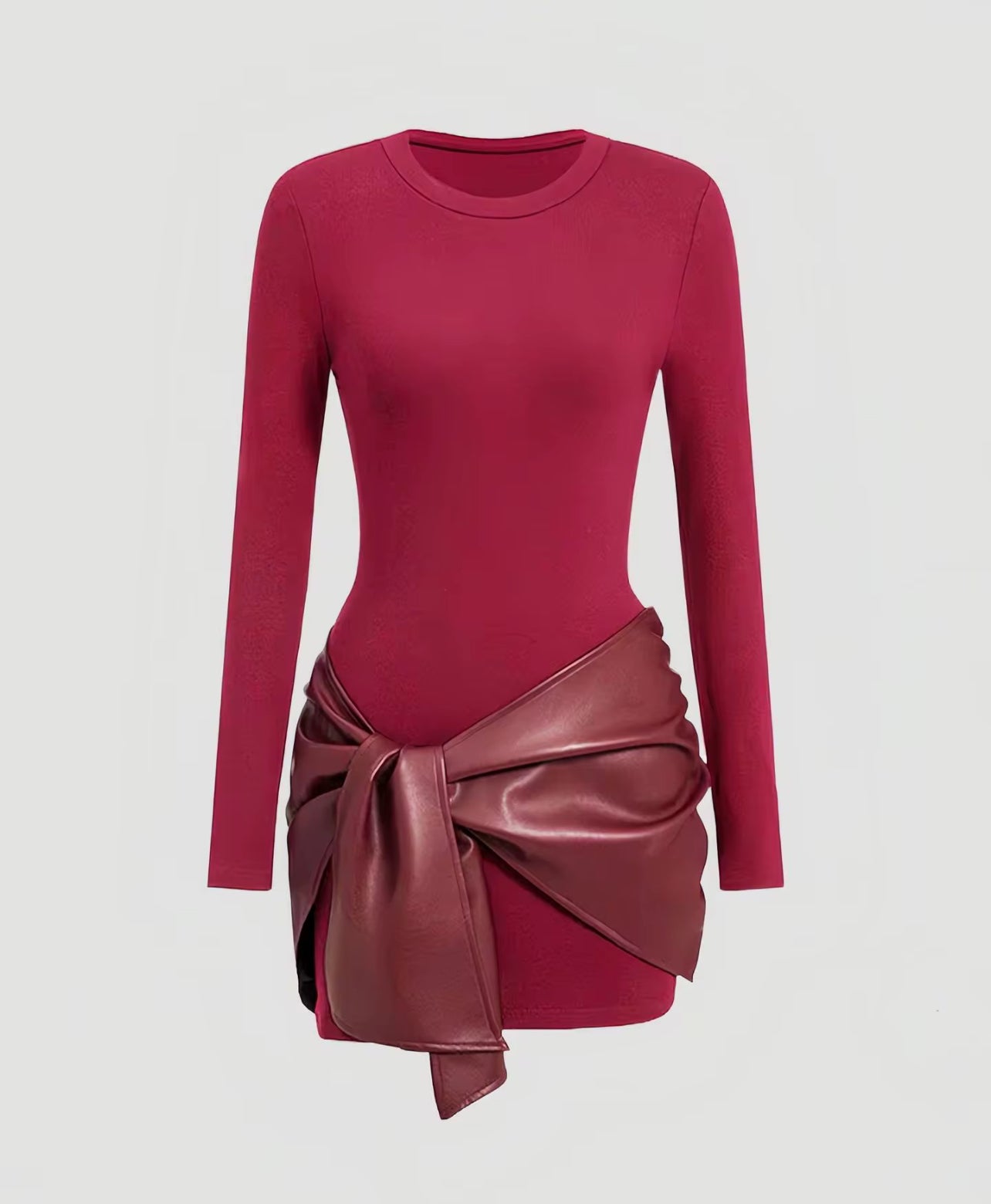 200019# Vestido curto cor sólida e manga comprida