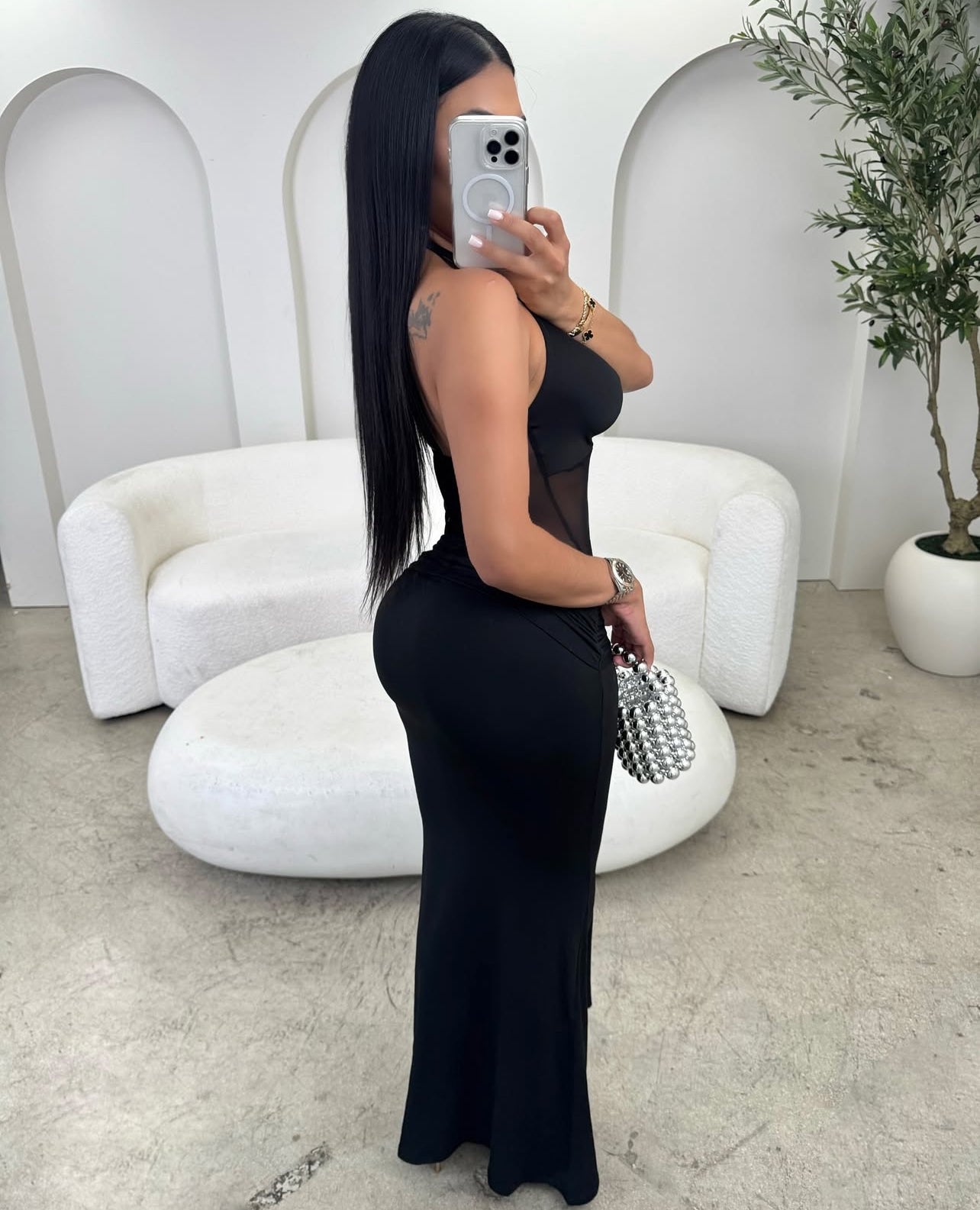 SX80073 Vestido longo sexy com decote profundo e amarração à frente