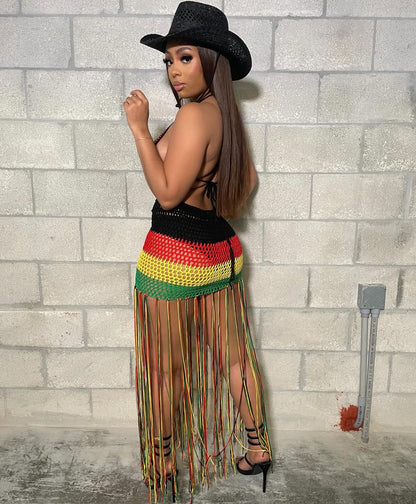 V1102# conjunto de renda jamaicano