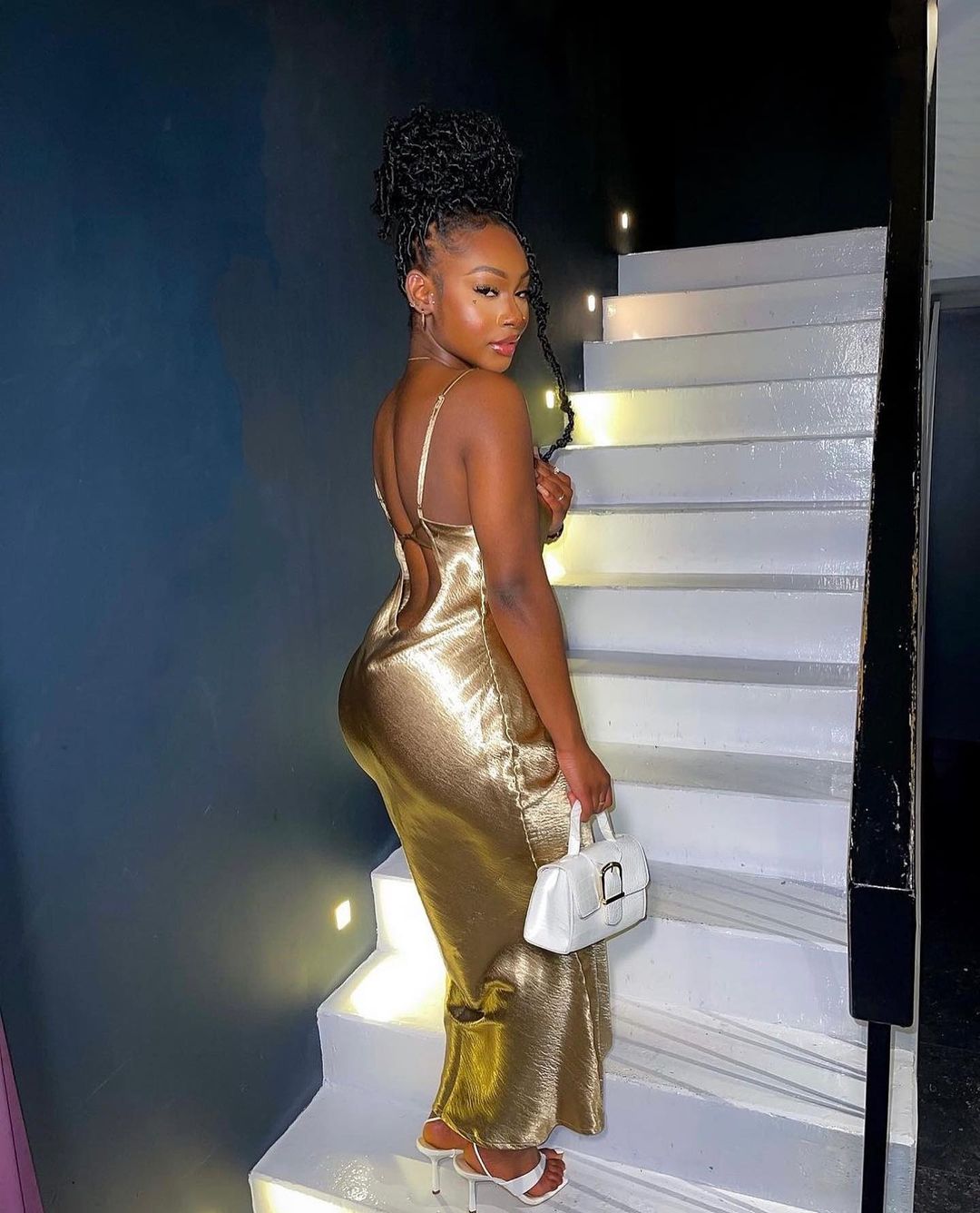 1720# backless maxi in satin, spaghetti waist