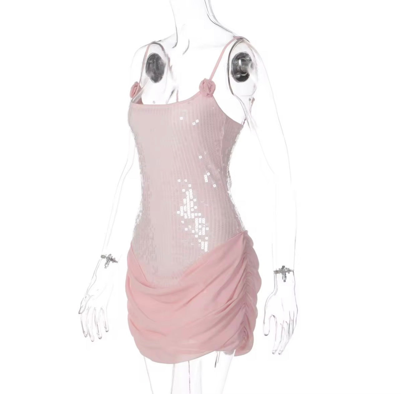 MINI LUXE Vestido curto e elegante com alças finas, modelo bodycon, com drapeado, perfeito para festas e coquetéis