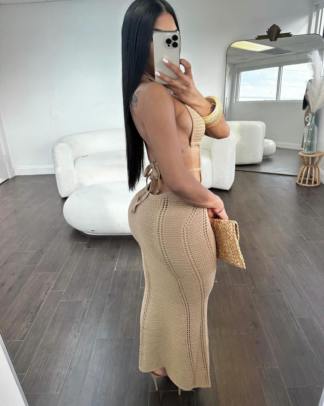 2024# Strapless V-Neck Mesh Dress